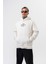 Erkek The Sea Baskılı Kapüşonlu Oversize Hoodie Ekru 4