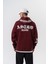 Erkek Astro Mode Baskılı Kapüşonlu Oversize Hoodie Bordo 1