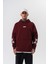Erkek Astro Mode Baskılı Kapüşonlu Oversize Hoodie Bordo 2