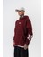 Erkek Astro Mode Baskılı Kapüşonlu Oversize Hoodie Bordo 3