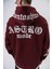 Erkek Astro Mode Baskılı Kapüşonlu Oversize Hoodie Bordo 5