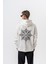 Erkek Itsbyzey Nakışlı Kapüşonlu Oversize Hoodie Ekru 1