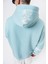 Erkek Raptor Baskılı Kapüşonlu Oversize Hoodie Mavi 5