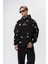 Erkek Far From Basic Baskılı Kapüşonlu Oversize Hoodie Siyah 4