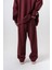 Erkek Respire Şerit Detaylı Kışlık Doubleface Baggy Eşofman Altı Bordo 3