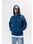 Erkek Fierce Baskılı Yıkamalı Kapüşonlu Oversize Hoodie Indigo 4