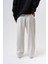 Erkek Etnik Şerit Detaylı Kışlık Doubleface Baggy Eşofman Altı Ekru 4