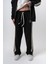Erkek 3'lü Şerit Detaylı Kışlık Doubleface Baggy Eşofman Altı Siyah 2