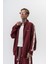 Erkek Respire Şerit Detaylı Dik Yaka Doubleface Zip Oversize Sweatshirt Bordo 2