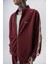 Erkek Respire Şerit Detaylı Dik Yaka Doubleface Zip Oversize Sweatshirt Bordo 4