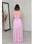 Pembe Askılı Dekolteli Elbise 251694 4