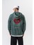 Erkek Fierce Baskılı Yıkamalı Kapüşonlu Oversize Hoodie Yeşil 1