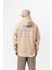 Erkek Da Vinci Baskılı Kapüşonlu Oversize Hoodie Bej 1