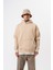 Erkek Da Vinci Baskılı Kapüşonlu Oversize Hoodie Bej 2