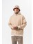 Erkek Da Vinci Baskılı Kapüşonlu Oversize Hoodie Bej 4
