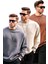 Füme/bej/kahverengi Bisiklet Yaka Oversize Şardonlu Basic Erkek 3'lü Paket Sweatshirt E7448 1