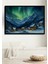 Çerçeve Görünümlü Kış Masalı Kuzey Işıkları Yağlı Boya Görünümlü Dekoratif Ahşap Ofis Kare Tablo 1