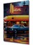 Retro Diner Önünde Klasik Araba Yağlı Boya Görünümlü Dekoratif Ahşap Ev/işyeri/ofis Kare Tablo 2