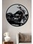 Çerçeve Görünümlü Siyah Beyaz Motor Tutkusu Yağlı Boya Görünümlü Ahşap Ofis Yuvarlak Tablo 1