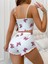 Fiyonklu Beyaz Şortlu Pijama Takımı 2