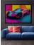 Çerçeve Görünümlü Fütüristik Neon Araba Modern Sanat Yağlı Boya Görünümlü Ahşap Ofis Kare Tablo 1