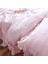 % 100 Pamuk Pembe Fırfırlı Keten Çift Kişilik Nevresim Takımı (200 X220) 2