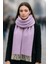 Desenli Lila Akrilik Kadın Kışlık Atkı Püsküllü Şal 1
