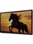Çerçeve Görünümlü Gün Batımı Asaleti Yağlı Boya Görünümlü At Işyeri/ofis Dekoratif Ahşap Kare Tablo 2