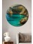 Turkuaz Denizli Yağlı Boya Görünümlü Dekoratif Ahşap Ev/işyeri/ofis Yuvarlak Tablo 1