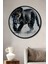 Çerçeve Görünümlü Siyah Panter Sulu Boya Görünümlü Dekoratif Ahşap Dekoratif Ofis Yuvarlak Tablo 1