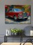 Kırmızı Rüyalar Arabası Yağlı Boya Görünümlü Dekoratif Ahşap Ev/işyeri/ofis Kare Tablo 1