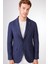 Lacivert Erkek Regular Fit Çizgili Sivri Yaka Keten Ceket 104439 10
