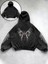 Yıkamalı Gothic Butterfly Baskılı Vintage Kapüşonlu Sweatshirt 1