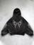 Yıkamalı Gothic Butterfly Baskılı Vintage Kapüşonlu Sweatshirt 2