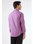 Koyu Lila Erkek Slim Fit Düz Brent Düğmeli Yaka Uzun Kol Gömlek 3