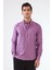 Koyu Lila Erkek Slim Fit Düz Brent Düğmeli Yaka Uzun Kol Gömlek 4