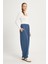 Kadın Indigo Oversize Modal Kumaş Yumuşacık Pantalon 30004 5