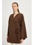 Kadın Kahverengi Oversize Uzun Kimono Yumuşacık Modal Ceket 30006 1