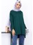 Zümrüt Yeşili Kol Fermuarlı Soğuk Iplik Triko Tunik 3