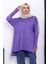 Mor Kol Fermuarlı Soğuk Iplik Triko Tunik 1