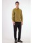 Koyu Sarı Erkek Slim Fit Düz Brent Düğmeli Yaka Uzun Kol Gömlek 4