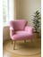 Roma Modern Berjer Tekli Koltuk - Welsoft Yumuşak Kumaş - Ahşap Ayak - Pembe 1