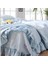 % 100 Pamuk Mavi Fırfırlı Keten Çift Kişilik Nevresim Takımı (200 X220) 3
