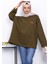 Haki Bisiklet Yaka Iki Iplik Oversize Sweatshirt 3