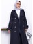 Lacivert Kravuze Yaka Kuşaklı Trençkot 3