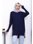 Lacivert Önü Kısa Arkası Uzun Triko Tunik 1