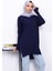 Lacivert Önü Kısa Arkası Uzun Triko Tunik 3