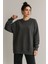 Kadın Füme Bisiklet Yaka Oversize Sweatshirt 2