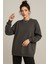 Kadın Füme Bisiklet Yaka Oversize Sweatshirt 3