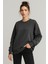 Kadın Füme Bisiklet Yaka Oversize Sweatshirt 4